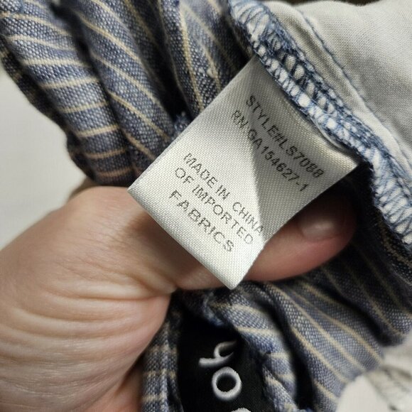 Joh Blue & White Striped Linen High Waist Shorts With Belt & Button Details - Picture 4 of 12